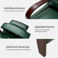 Set of 2 Alex Mid - Century Modern Genuine Leather Manual Recliners with Curved Wooden Arms