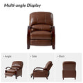 Set of 2 Alex Mid - Century Modern Genuine Leather Manual Recliners with Curved Wooden Arms