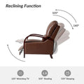 Set of 2 Alex Mid - Century Modern Genuine Leather Manual Recliners with Curved Wooden Arms