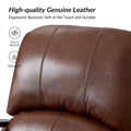 Set of 2 Alex Mid - Century Modern Genuine Leather Manual Recliners with Curved Wooden Arms