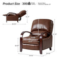 Set of 2 Alex Mid - Century Modern Genuine Leather Manual Recliners with Curved Wooden Arms