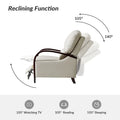 Set of 2 Alex Mid - Century Modern Genuine Leather Manual Recliners with Curved Wooden Arms