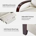 Set of 2 Alex Mid - Century Modern Genuine Leather Manual Recliners with Curved Wooden Arms