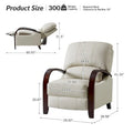 Set of 2 Alex Mid - Century Modern Genuine Leather Manual Recliners with Curved Wooden Arms
