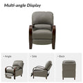 Set of 2 Alex Mid - Century Modern Genuine Leather Manual Recliners with Curved Wooden Arms