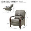Set of 2 Alex Mid - Century Modern Genuine Leather Manual Recliners with Curved Wooden Arms