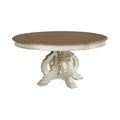 Caelum 7-Piece Round Dining Set with White Fabric Upholstery by The Gray Barn