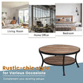 Myhozm Industrial Round Metal Coffee Table with Shelf – Perfect for Living Room, Home Office, and Bedroom