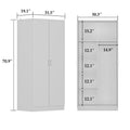 5-Shelf Wardrobe Cabinet with Double Doors, Home Storage Organizer