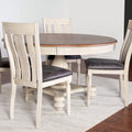 Roundhill Furniture 5-Piece Dining Set: Round Weathered Oak Table with 4 Chairs