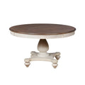 Roundhill Furniture 5-Piece Dining Set: Round Weathered Oak Table with 4 Chairs