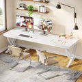 78.74 - Inch Extra Long Double Computer Desk with Stylish Metal Legs for Home Office