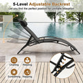 Tangkula Patio Chaise Lounges with 5-Position Backrest-Black