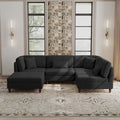 5-Piece Corduroy Modular Sectional Sofa with Ottoman