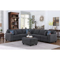 Stone Gray 7-Piece L - Shaped Sectional Sofa Set with Ottoman