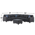 Stone Gray 7-Piece L - Shaped Sectional Sofa Set with Ottoman