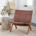 Woven Leather Folding Chair with Brown Wood Frame - Available in Black or Brown - Roche River Decor