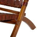 Woven Leather Folding Chair with Brown Wood Frame - Available in Black or Brown - Roche River Decor