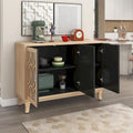 Mirrored Buffet Cabinet with Glass Doors and Silver Handles - 3 - Door Sideboard for Living Room, Hallway, and Dining Room