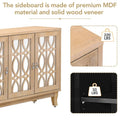 Mirrored Buffet Cabinet with Glass Doors and Silver Handles - 3 - Door Sideboard for Living Room, Hallway, and Dining Room