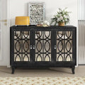 Mirrored Buffet Cabinet with Glass Doors and Silver Handles - 3 - Door Sideboard for Living Room, Hallway, and Dining Room