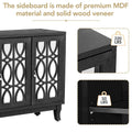Mirrored Buffet Cabinet with Glass Doors and Silver Handles - 3 - Door Sideboard for Living Room, Hallway, and Dining Room