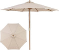 Tangkula 9 FT Patio Umbrella | Outdoor Table Market Umbrella with 8 Wooden Ribs