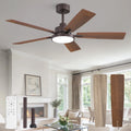 Zardon 52 in Black Ceiling Fan with LED Light and Remote, Downrod 6-Speed and Quiet Reversible DC Motor for Bedroom, Living Room, Indoor