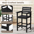 Adirondack Bar Chairs Set of 2/4, 29" HDPE Bar Height Outdoor Stools w/ Backrest & Footrest, All-Weather Backyard Patio High-Top Chairs