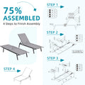 AECOJOY Patio Lounge Chairs, Outdoor Chaise Lounge with Wheels, Dark Grey, 4PCS