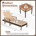 Tangkula 3 Pieces Patio Chaise Lounge Set 2 Rattan Lounge Chairs Side Table