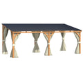 AECOJOY 20x10 Outdoor Wooden Pergola Gazebo with Curtains and Netting for Patio