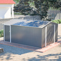 AECOJOY 10x14 FT Outdoor Metal Storage Shed, Large Garden Shed Tool Shed with 3 Lockable Doors & Side Door