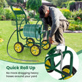 Heavy Duty Metal Garden Hose Reel Cart Holds 300FT of 5/8" Hose with 4 Wheels & Storage Basket, Portable Water Hose Organizer for Yard Lawn