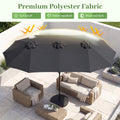 Tangkula 13 Ft Solar Patio Umbrella 36 LED Lights Crank Handle 12 Sturdy Ribs