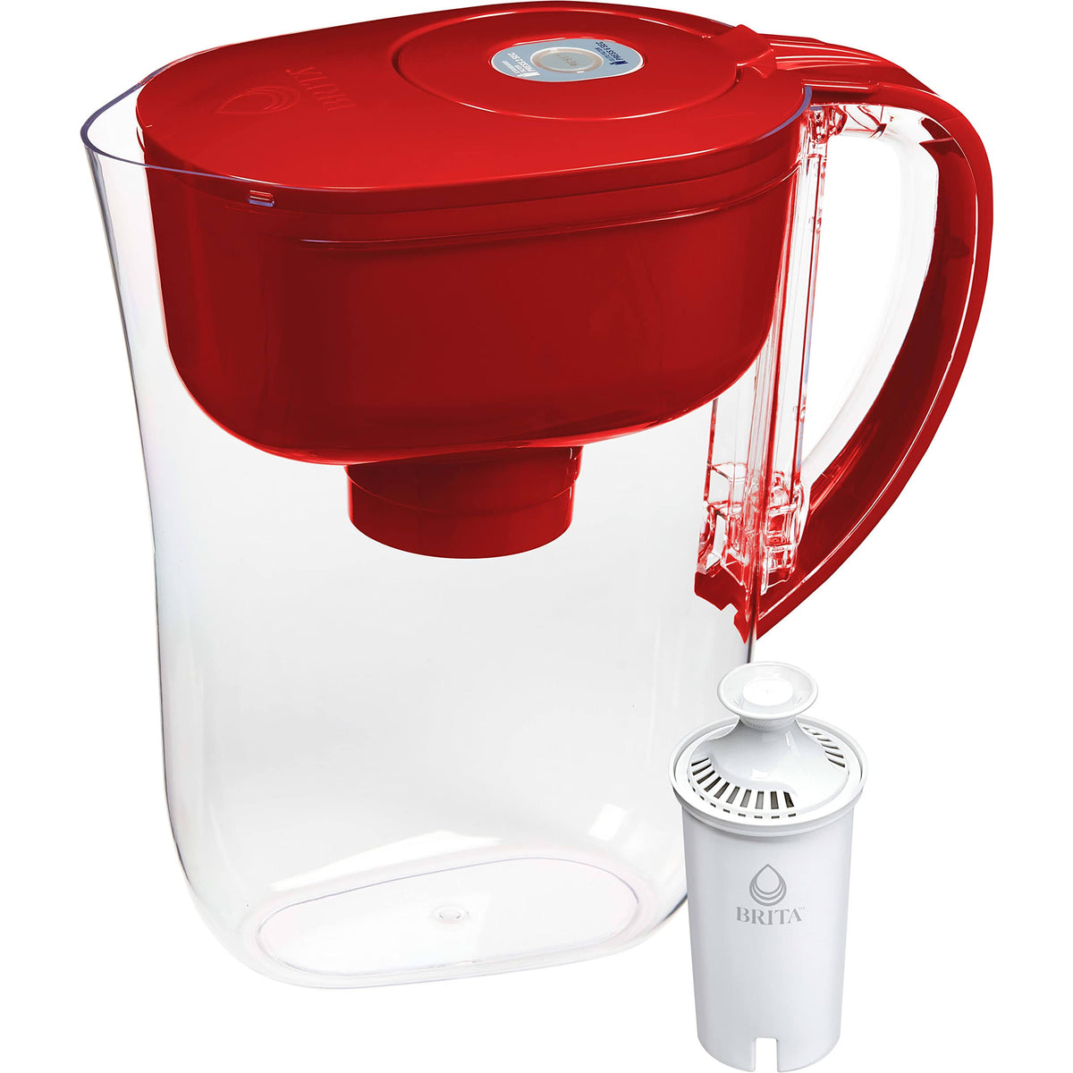Brita Water Filter Pitcher for Tap and Drinking Water with 1 Standard Filter, Lasts 2 Months, 6 - Cup Capacity, BPA Free, Red