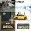 AECOJOY 12x22 Metal Carport with Storage Sheds, Outdoor 12' x 17' Portable Garage Gazebo RV Car Tent with 12' x 6' Storage Sheds