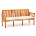 62.5" Outdoor Acacia Wood Bench with Removable Cushion, 3-Person Patio Garden Bench with High Backrest & Armrests, 1200 LBS Capacity for Yard Porch