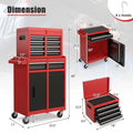 2 - in - 1 Rolling Tool Chest, 5-Drawer Tool Storage Cabinet with Wheels, Adjustable Shelf, Tool Box Organizer for Garage Warehouse Workshop