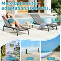AECOJOY Patio Lounge Chairs, Outdoor Chaise Lounge with Wheels, Beige, 4PCS