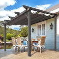 AECOJOY 10' x 8' Gazebo for Patio, Retractable Pergola with Adjustable Sun Shade Canopy Roof