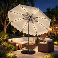 Tangkula 10 FT Outdoor Patio Umbrella with Solar LED Lights and Weighted Base-Beige