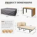 AECOJOY 4 Piece Metal Patio Furniture Set with Waterproof Cover, Convertible Outdoor Daybed with Coffee Table
