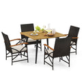 Tangkula 5 Pieces Patio PE Wicker Dining Set, Outdoor Dining Table and Chairs with Cushions