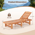Tangkula Solid Wood Patio Chaise Lounge with 5-Level Adjustable Backrest (1/2)