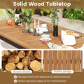 Tangkula Patio Rectangular Table with Umbrella Hole and 8 Solid Acacia Armchairs