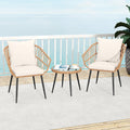 Tangkula 3 Piece Patio Bistro Set with Metal Frame for Balcony