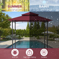 AECOJOY Grill Gazebo 8’x 5’ Outdoor Patio Backyard BBQ Grill Shelter, Red