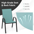 Set of 4 Outdoor Stackable Dining Chairs with Breathable Fabric, All Weather Patio Dining Chairs, 330LBS Heavy Duty Rustproof Steel Frame