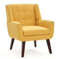 HUIMO Accent Chair, Button Tufted Upholstered Living Room Chairs, Mid Century Modern Comfy Reading Chairs for Bedroom, Living Room, Beige